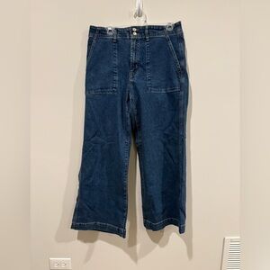 GAP Women’s High Rise Wide-Leg Crop Blue Fly Button Denim Jeans 32x26